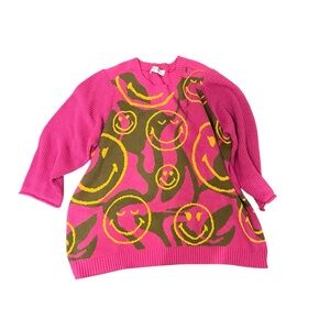 Pink and Yellow Smiley Face Sweater smiley world